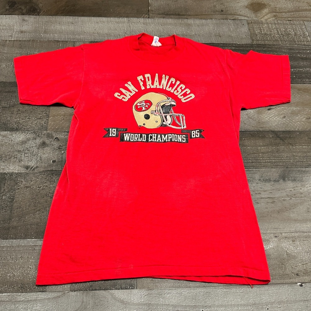 VTG 1985 Super Bowl XIX San Francisco 49ers Shirt Fits Size Small S Red Champion